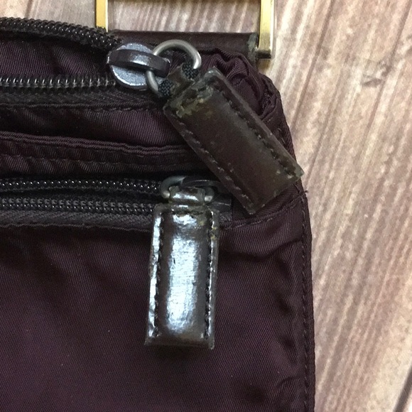 Vintage Authentic Prada Tessuto Nylon Crossbody Bag in Dark Plum/Brown - Picture 9 of 12